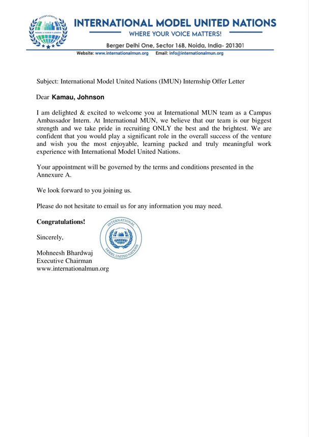 International Model United Nations Ambassador